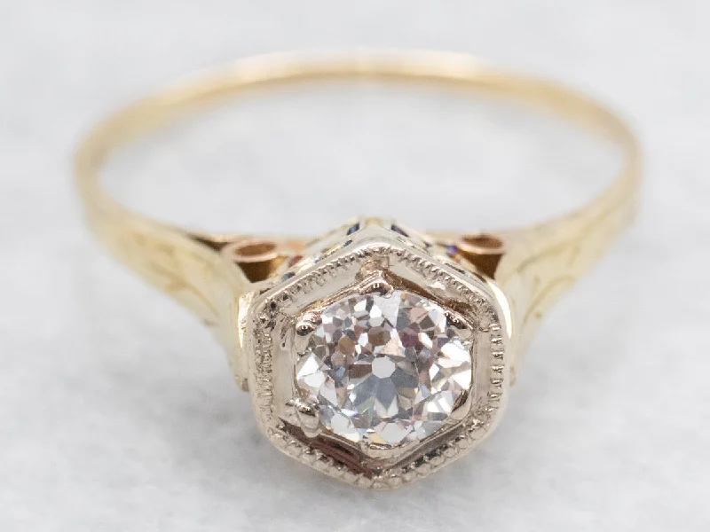 platinum diamond engagement rings -Antique Old Mine Cut Diamond Solitaire Engagement Ring