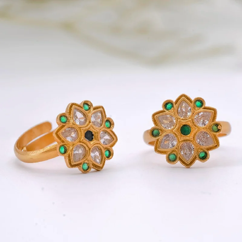 stunning gemstone rings for women -Gold Polish Adjustable Toe Rings