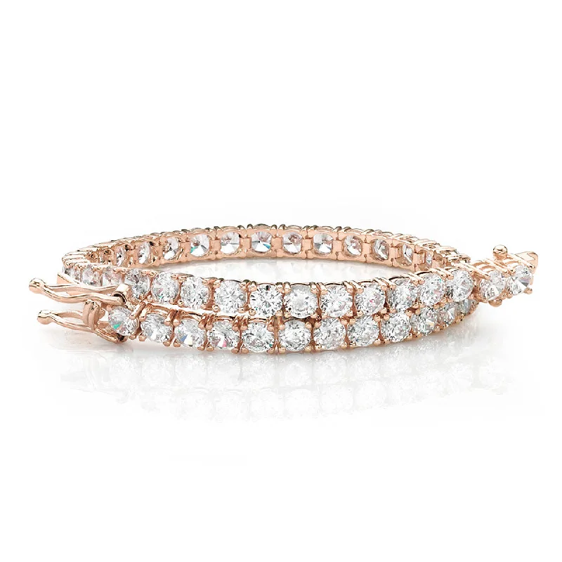 vintage bangle bracelets -Round Brilliant tennis bracelet with 8.5 carats* of diamond simulants in 10 carat rose gold