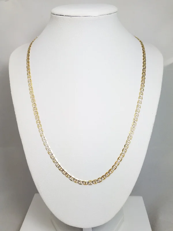 sterling silver necklaces for women -14k Two Tone Gold Diamond Cut Mariner Link 20" Necklace