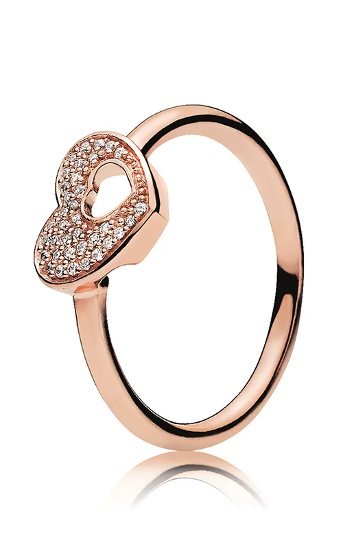 trendy engagement rings -Shimmering Puzzle Heart Ring