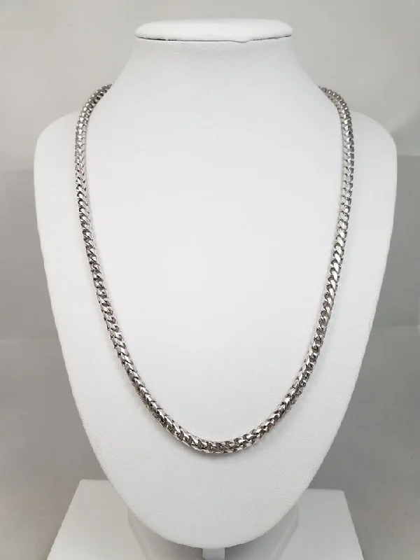 simple necklaces for women -Killer 20.5" Solid 13k White Gold Franco Link Chain Necklace