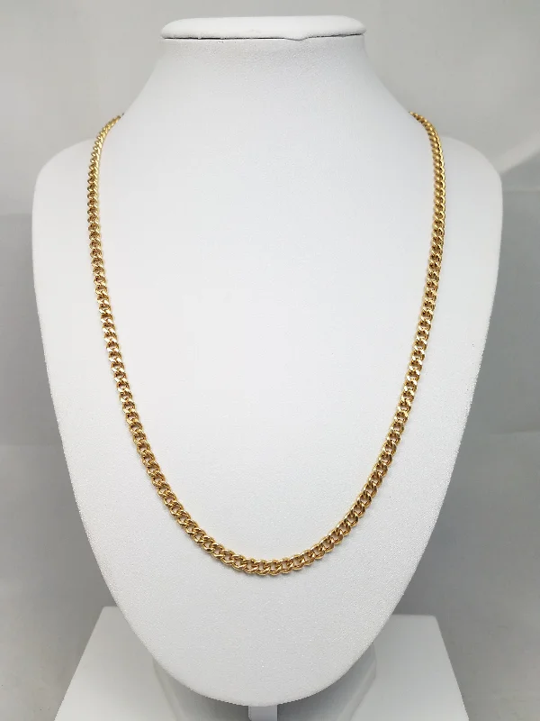 pearl necklaces for women -Sporty 20.5" 14k Yellow Gold Hollow Curb Link Chain Necklace