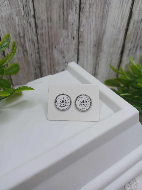 modern earrings for women -Bulldog Earrings