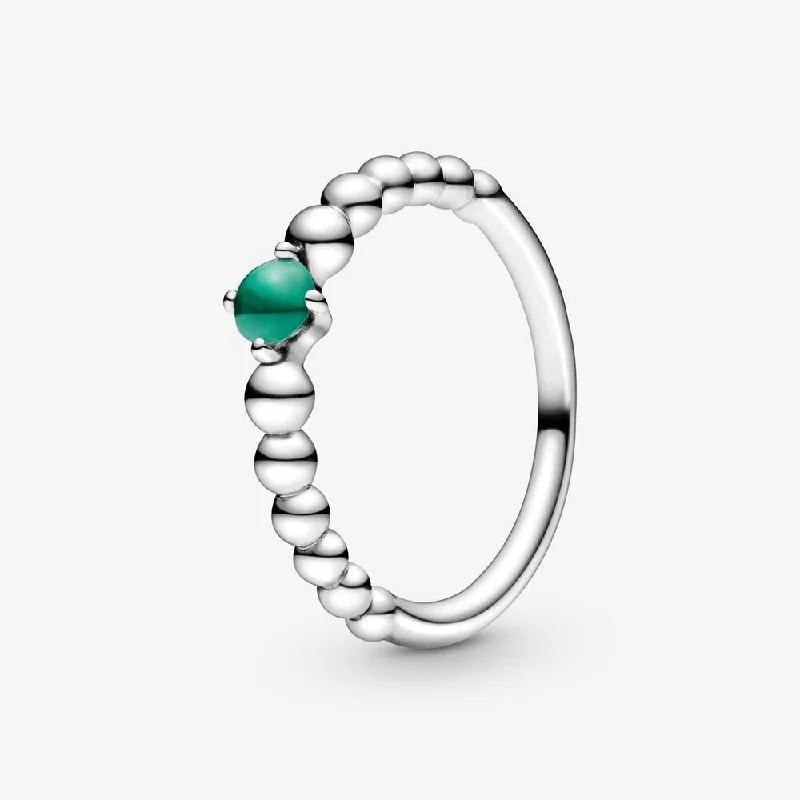 fashionable silver rings for women -Rainforest Green Beaded Crystal Ring