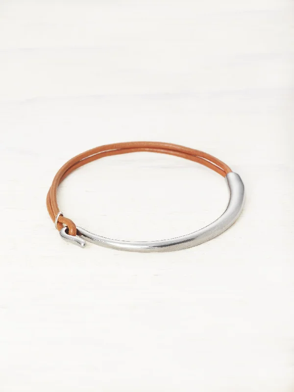 wedding bangles for women -Leather Bar Bracelet - Spice