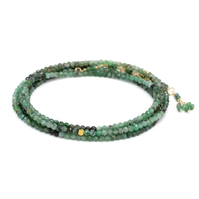 silver charm bracelets for women -Sakoda Emerald Wrap