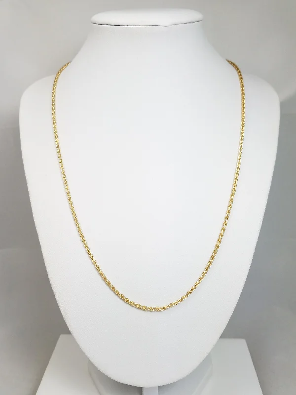 chunky necklaces for women -14k Yellow Gold Solid Round Wheat Chain 20" Necklace