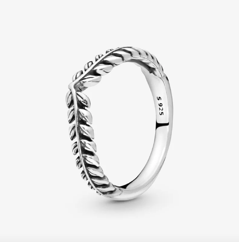 wedding bands for women -Wheat Grains Wishbone Ring