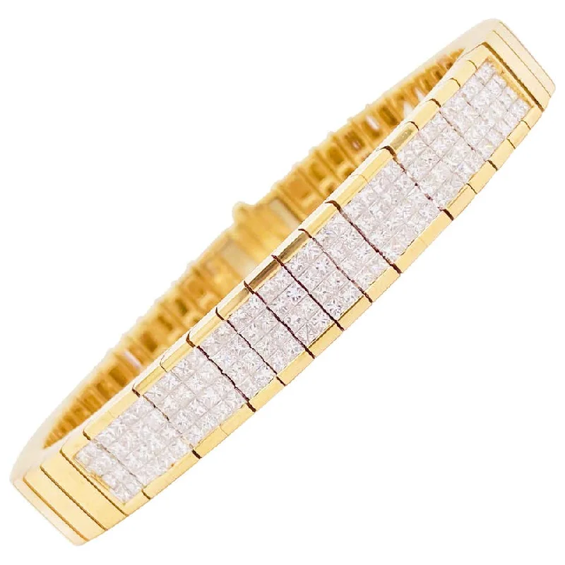 silver bangles for women -Princess Cut Pave Diamond Bracelet