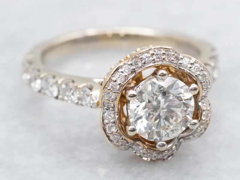 bespoke engagement rings -Modern Disney Diamond Halo Engagement Ring