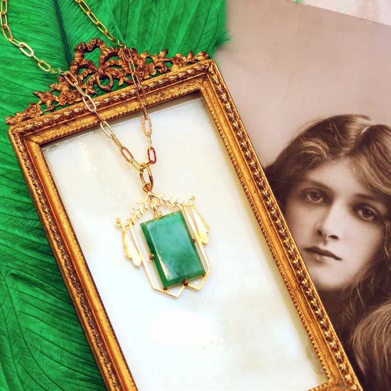 personalized necklaces for women -Vintage Lucky Chinese Jadeite Pendant