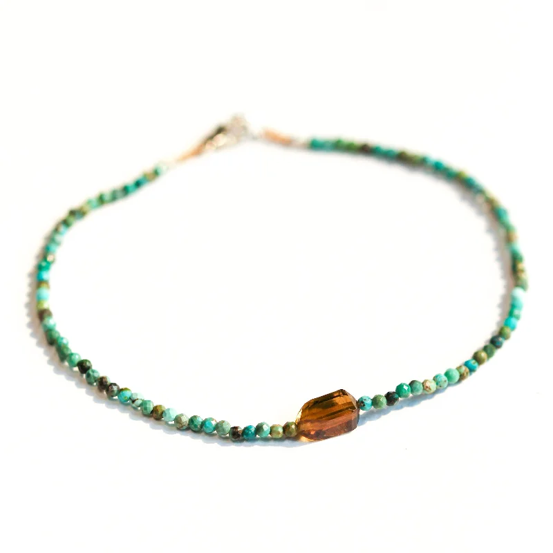 gemstone bracelets for women -Turquoise & Smoky Tourmaline Bracelet No. 119