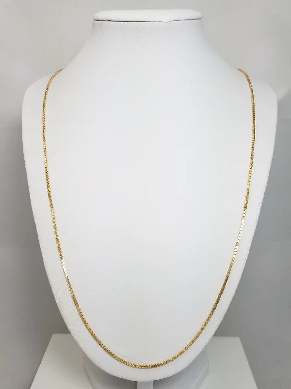 women’s elegant silver necklaces -Classic 1.6mm/24" Solid Box Chain Necklace in 14K Yellow Gold