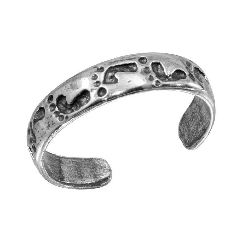 silver stacking rings for women -Silver 925 Footprint Adjustable Toe Ring - TR120-A