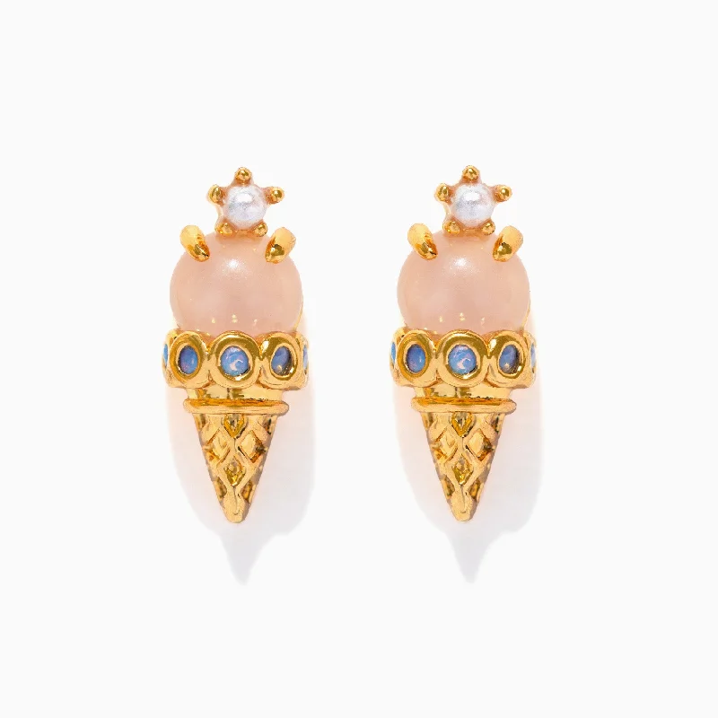 trendy crystal earrings for women -Ice Cream Shop Studs