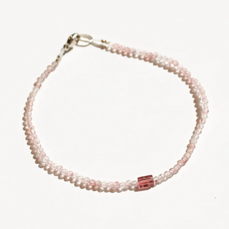 thin bangle bracelets for women -Pink Tourmaline + Pink Tourmaline Bracelet No.42