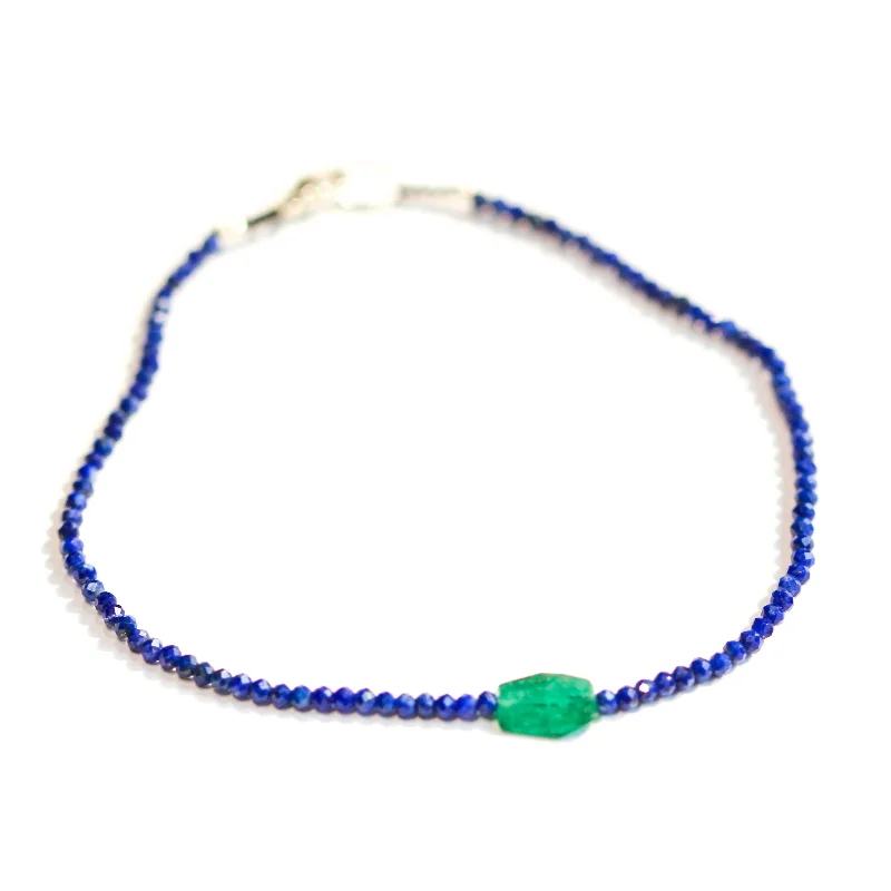 women’s charm bangle bracelets -Lapis & Emerald Bracelet No. 106