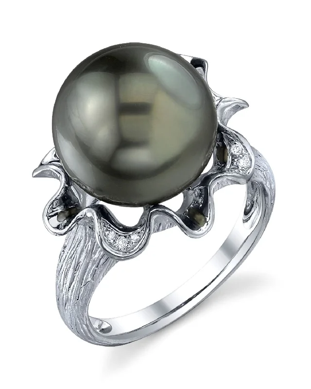 contemporary rings for women -Tahitian South Sea Pearl & Diamond Robin Ring