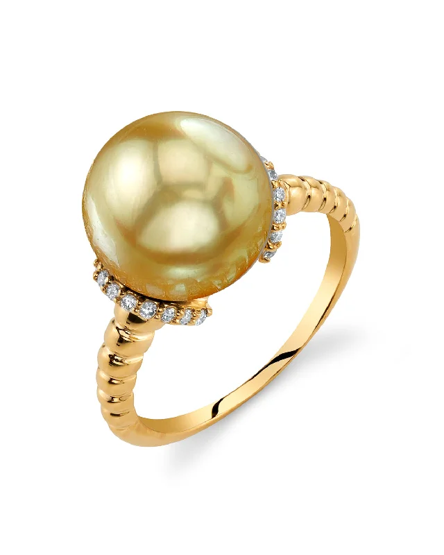 stackable rings for women -Golden South Sea Pearl & Diamond Emerge Ring