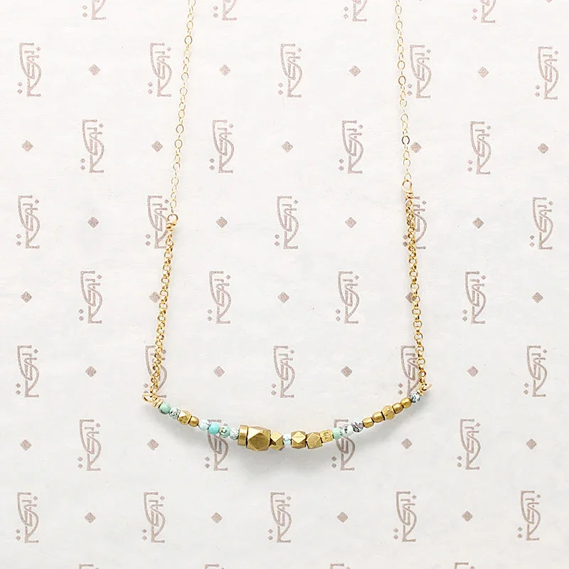 bohemian necklaces for women -Turquoise & Brass Bead Arc Necklace by Brin