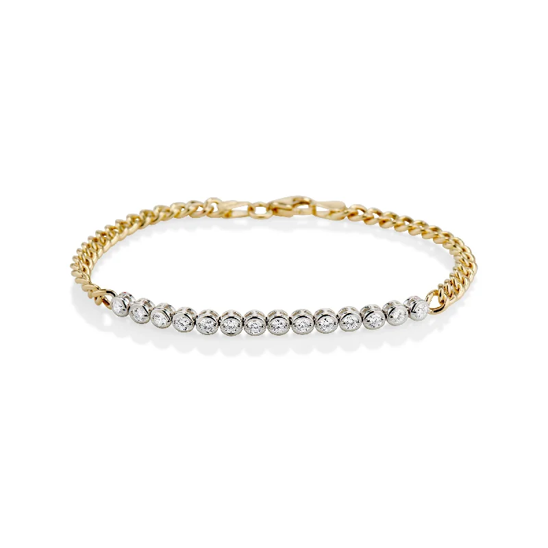 luxurious bangles for women -Curb Link Diamond Tennis Bracelet