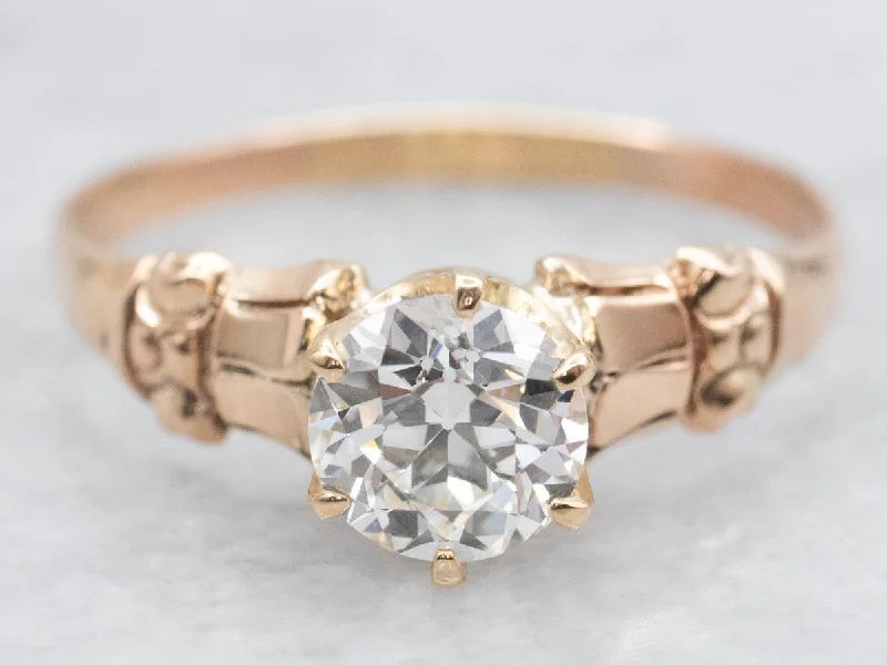 vintage inspired diamond engagement rings -Victorian European Cut Diamond Engagement Ring