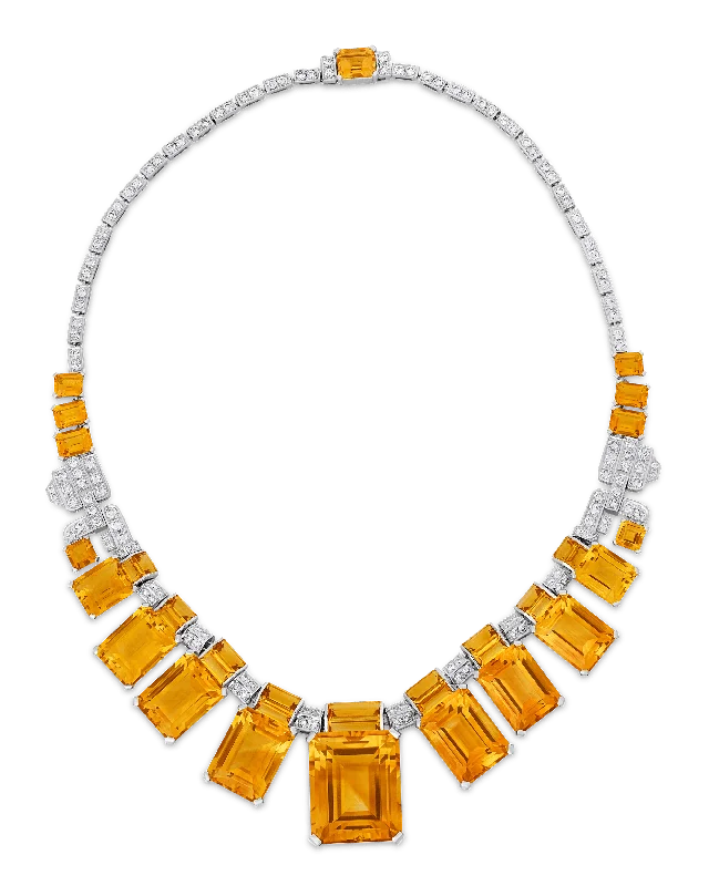 sterling silver necklaces for women -Citrine and Diamond Necklace