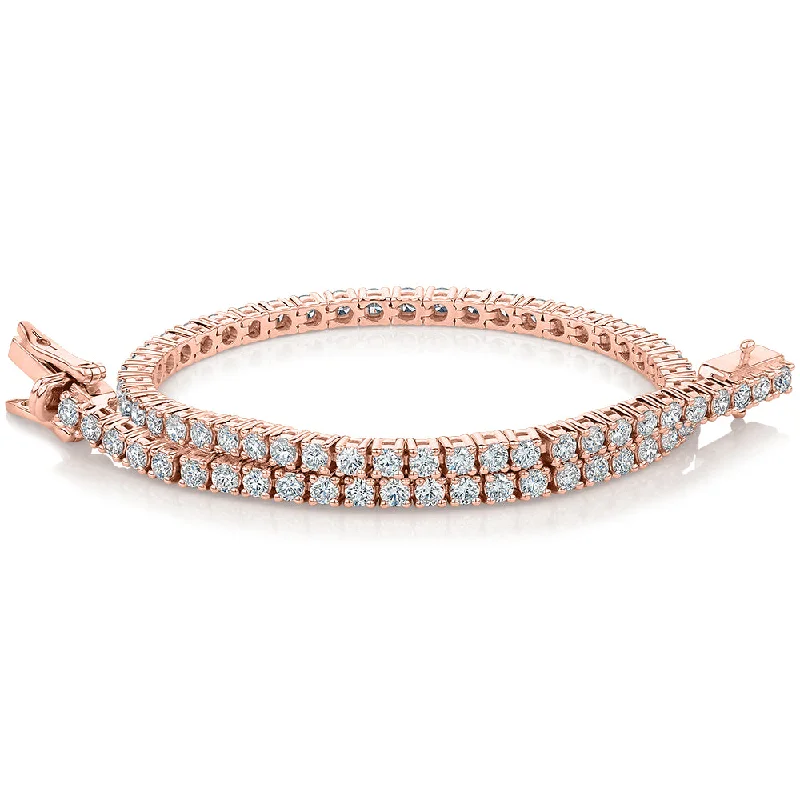 bangle sets for women -Premium Lab-Grown Diamond, 3 carat TW round brilliant tennis bracelet in 14 carat rose gold