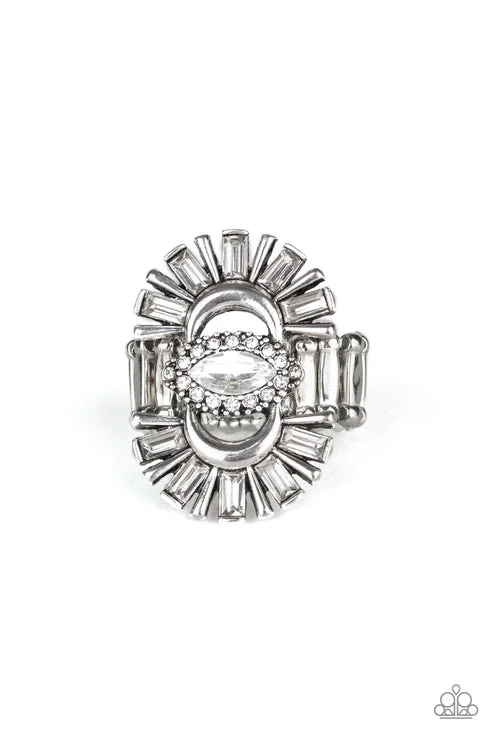 vintage-inspired rings for women -Deco Diva White Ring