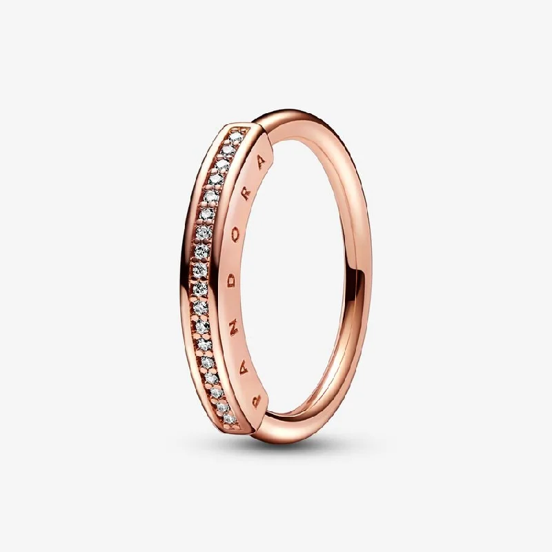 chunky rings for women -Pandora Signature I-D Pavé Ring