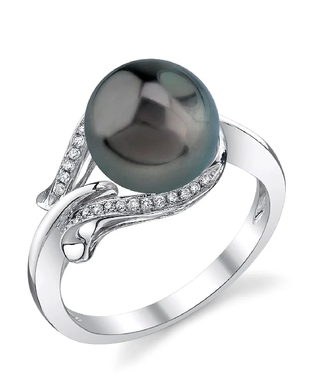 fashion rings for women -Tahitian South Sea Pearl & Diamond Willow Ring