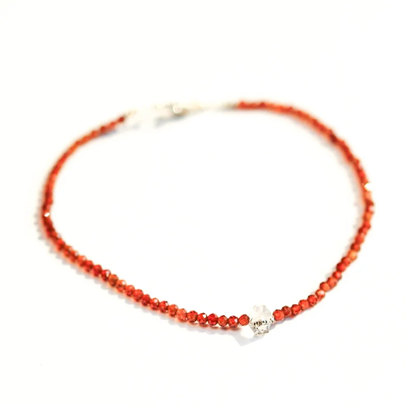 women’s friendship charm bracelets -Hessonite Garnet & Herkimer Bracelet No. 96