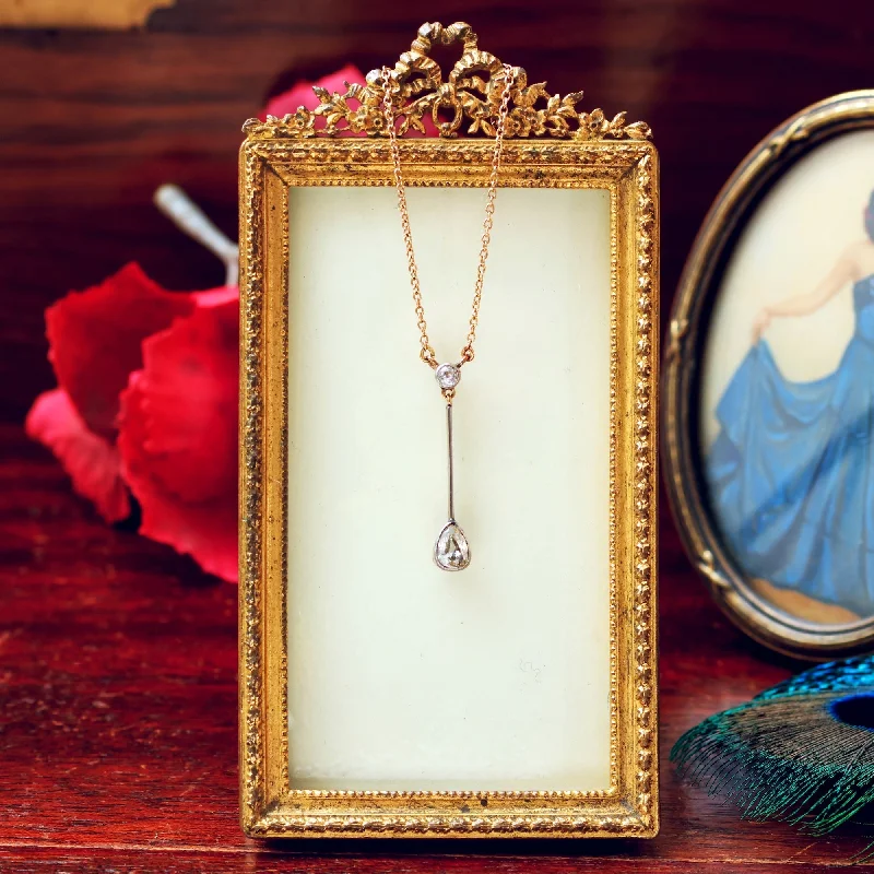 symbolic necklaces for women -Darling Antique Pear Cut Diamond Pendant