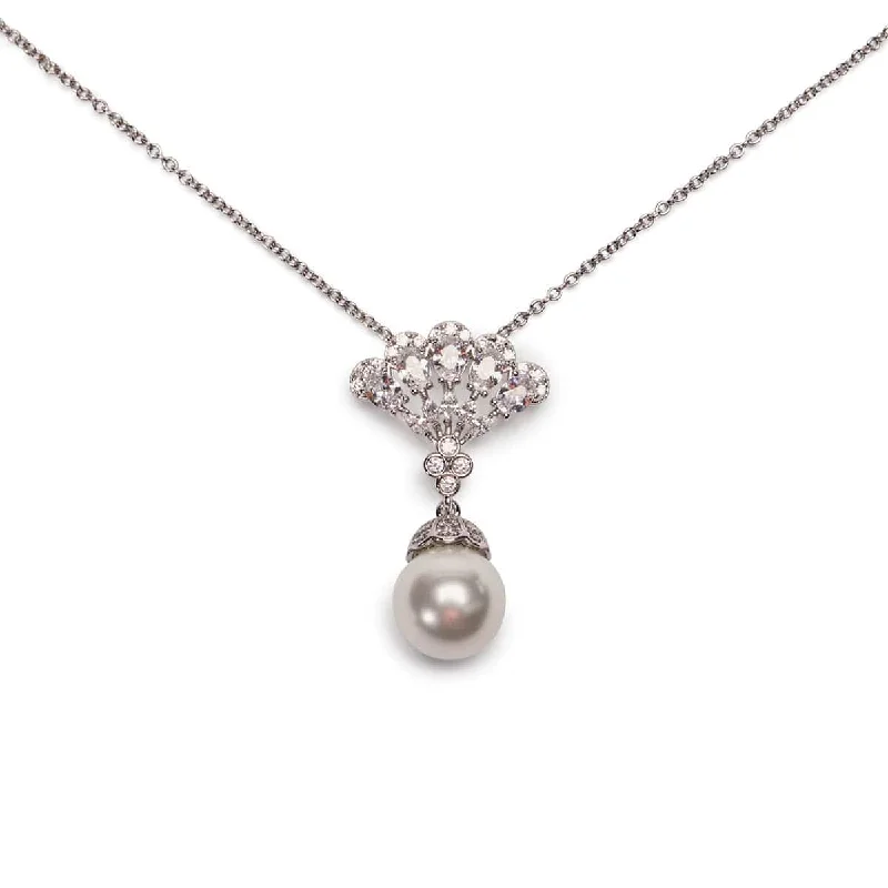 delicate crystal necklaces for women -Cubic Zirconia vintage bridal necklace: Crystal pendant necklace