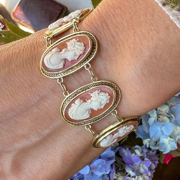 adjustable bracelets for women -Vintage Cameo Bracelet