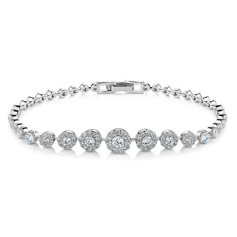 women’s cuff bangles -Celeste Round Brilliant bracelet with 3.85 carats* of diamond simulants in sterling silver