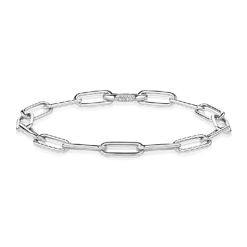 trendy charm bracelets -Round Brilliant bracelet with 0.36 carats* of diamond simulants in sterling silver