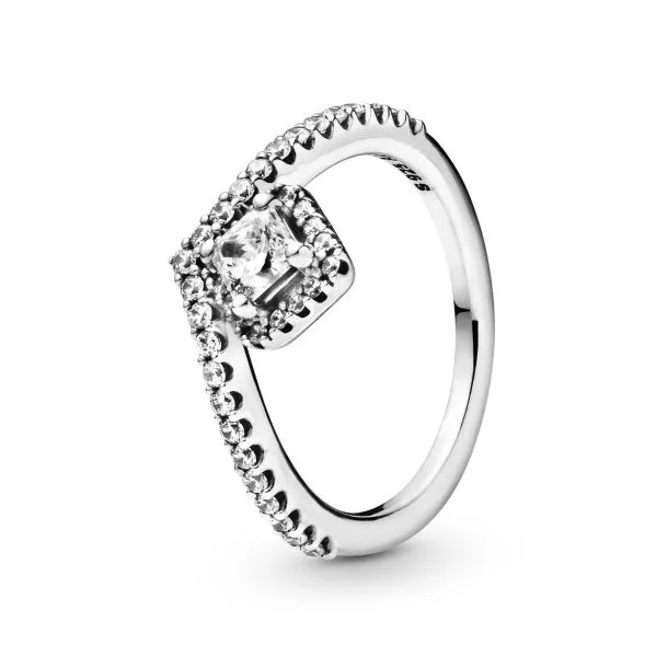 luxury wedding rings -Sparkle Square Wishbone Ring