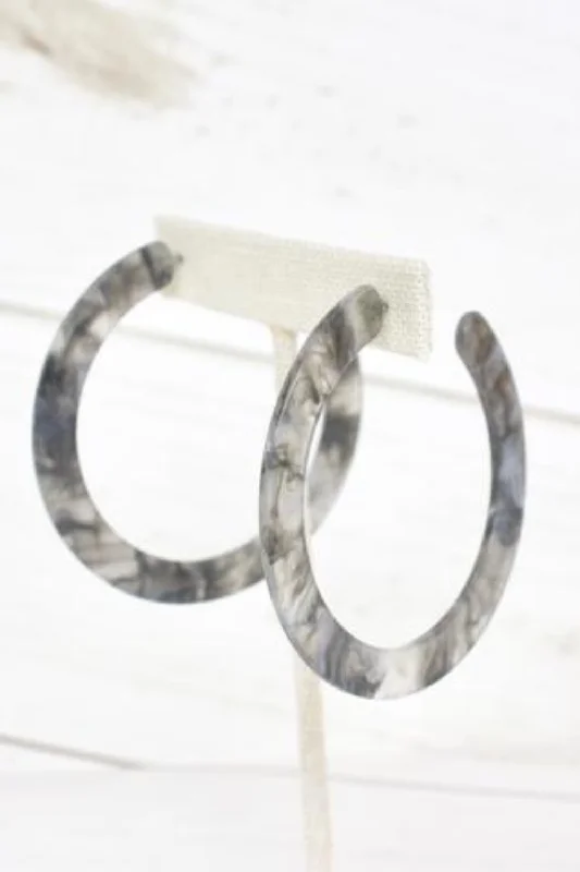 matching earrings for women -LARGE ACRYLIC HOOPS | SLATE GREY SMOKE