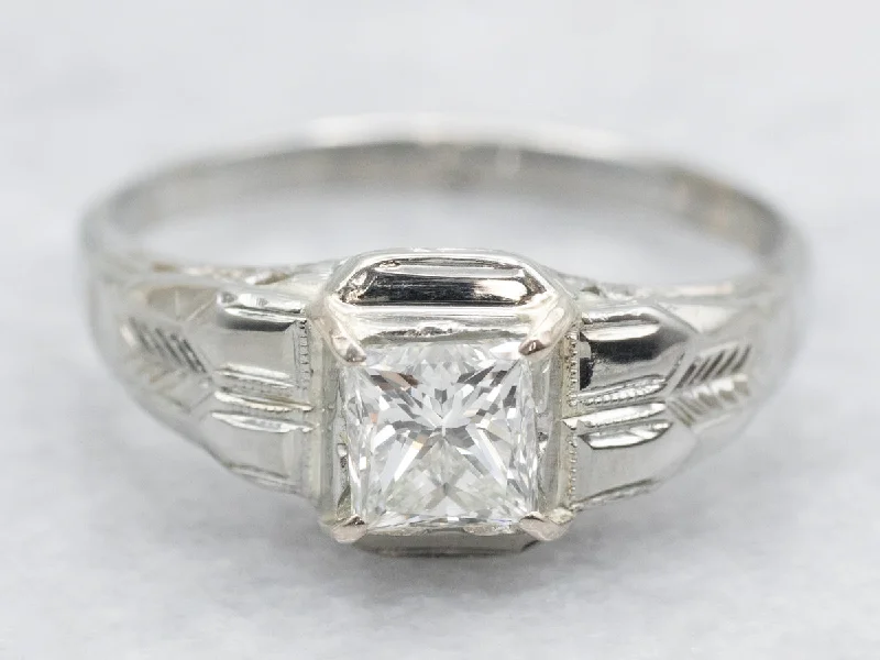 modern engagement rings for women -1930's Diamond Solitaire Engagement Ring