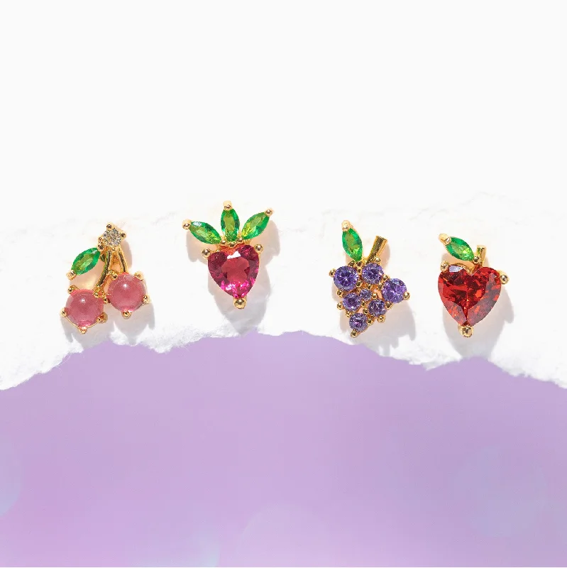 women’s silver drop earrings -Fruit Basket Stud Set