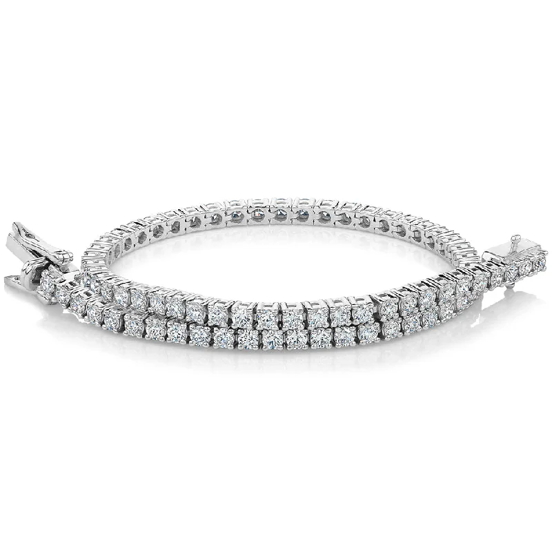 silver bracelets for women -Premium Lab-Grown Diamond, 3 carat TW round brilliant tennis bracelet in 10 carat white gold