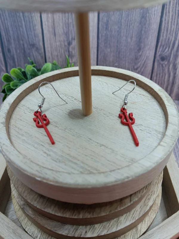 women’s silver hoop earrings -Dainty Pitchfork Earrings