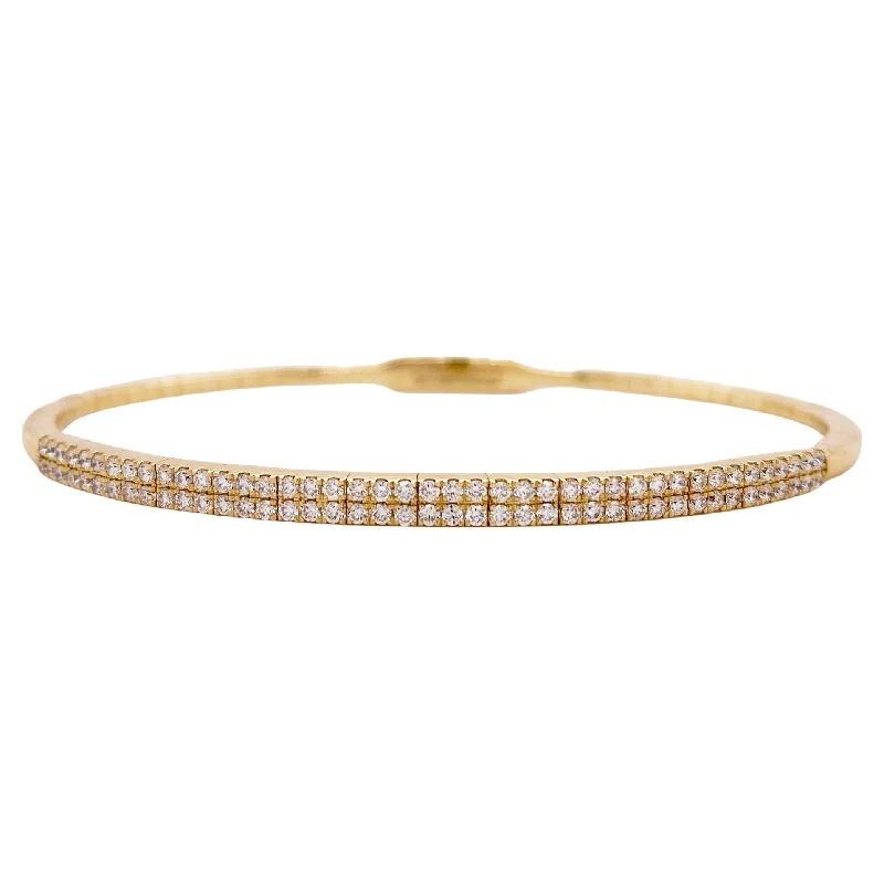 gold bangles for women -Pavé Diamond Flexible Bangle Bracelet