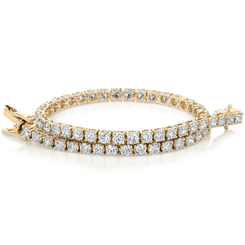 fashion bangles for women -Premium Lab-Grown Diamond, 5 carat TW round brilliant tennis bracelet in 10 carat yellow gold