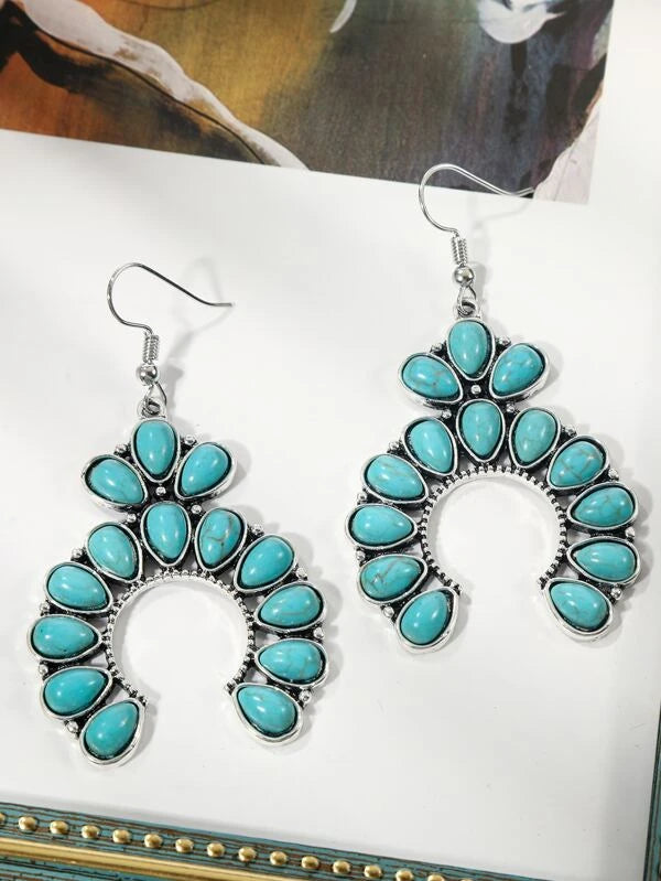 hoop earrings for women -Turquoise Cactus Blossom Earrings