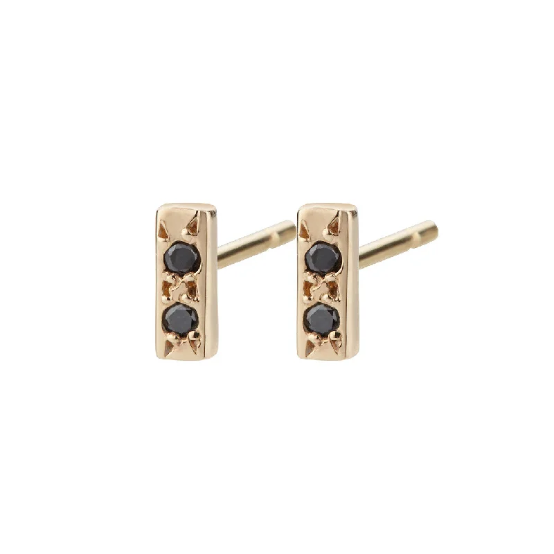 high-end earrings for women -Bar Studs, Black Diamond