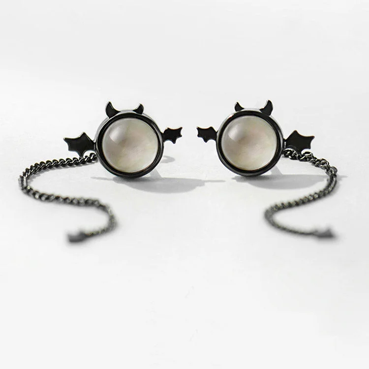 studded earrings for women -Cute Ladies Little Monster Silver Stud Earrings For Women