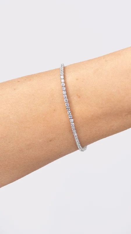 women’s sterling silver bracelets -3.55ct F+ VS+ Lab Diamond Tennis Bracelet 14k White Gold